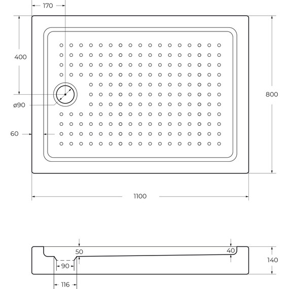Акриловый поддон Cezares TRAY-A-AH-110/80-15-W 110х80 см - 3 Акриловый поддон Cezares TRAY-A-AH-110/80-15-W 110х80 см фото 3