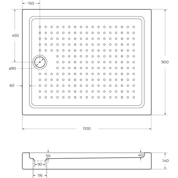 Акриловый поддон Cezares TRAY-A-AH-110/90-15-W 110х90 см - 3 Акриловый поддон Cezares TRAY-A-AH-110/90-15-W 110х90 см фото 3