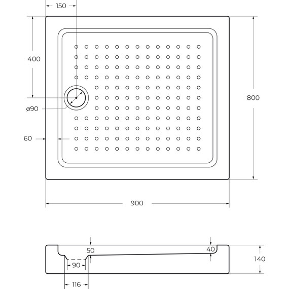 Акриловый поддон Cezares TRAY-A-AH-90/80-15-W 90х80 см - 3 Акриловый поддон Cezares TRAY-A-AH-90/80-15-W 90х80 см фото 3