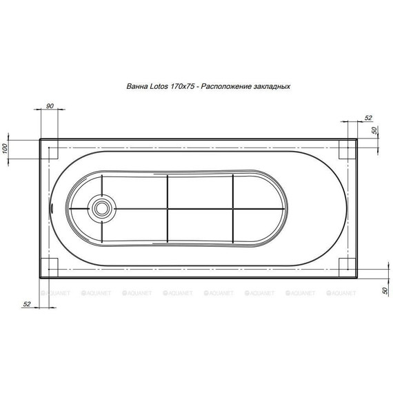 Ванна акриловая Aquanet Lotos 170х75 см 311882 (в комплекте каркас) фото 19