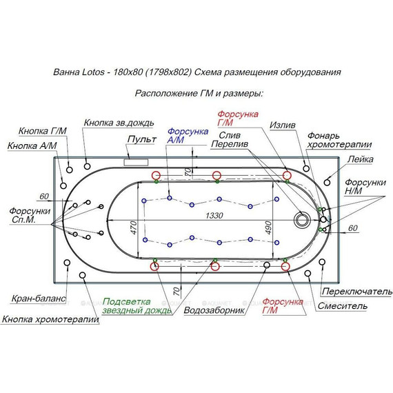 Ванна акриловая Aquanet Lotos 180х80 см 332845 (в комплекте каркас) фото 18