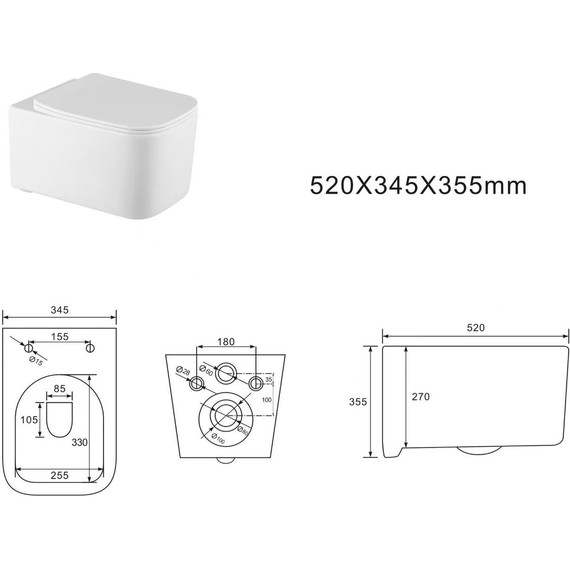 Унитаз подвесной безободковый Aquatek Квадро AQ1515T-00 с тонкой крышкой микролифт фото 3