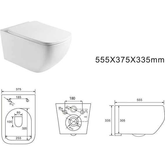 Унитаз подвесной безободковый Aquatek Медея AQ1537T-00 с тонкой крышкой микролифт (система смыва Торнадо) фото 3