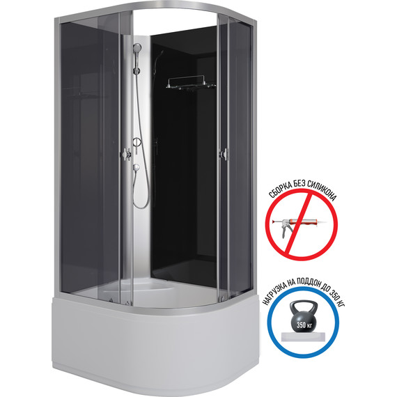 Душевая кабина Niagara 90x80 см E90/80/40L/TN/BK, хром/тонированное фото 