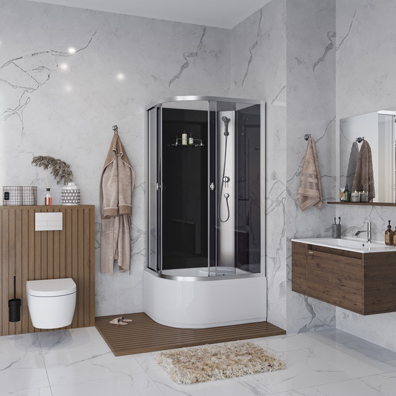 Душевая кабина Niagara 90x80 см E90/80/40R/TN/BK, хром/тонированное фото 3