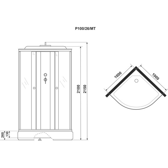 Душевая кабина Niagara 100x100 см P100/26/MT, белый/матовое фото 12