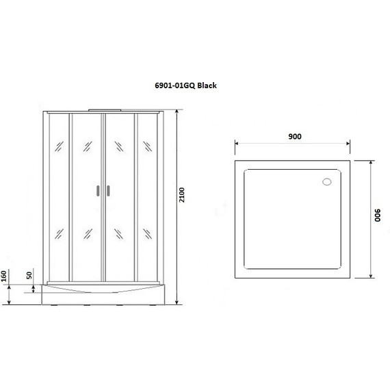 Гидробокс Niagara 90x90 см 69010134GQBLACK, чёрный/тонированное фото 3