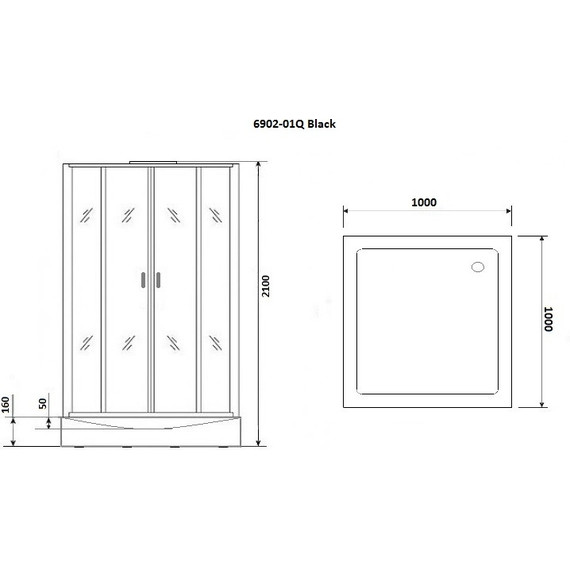 Душевая кабина Niagara 100x100 см 69020134QBLACK, чёрный/тонированное - 3 Душевая кабина Niagara 100x100 см 69020134QBLACK, чёрный/тонированное фото 3