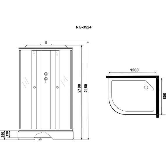 Душевая кабина Niagara 120x80 см E120/80/26R/TN, хром/тонированное фото 13