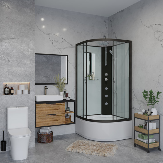 Гидробокс Niagara 90x90 см 67081414BKTG, чёрный/прозрачное - 3 Гидробокс Niagara 90x90 см 67081414BKTG, чёрный/прозрачное фото 3