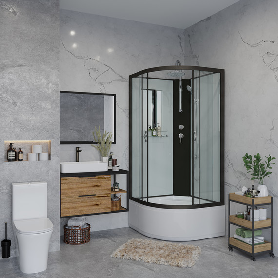 Душевая кабина Niagara 80x80 см NG-6707-14BKT, чёрный/прозрачное фото 3