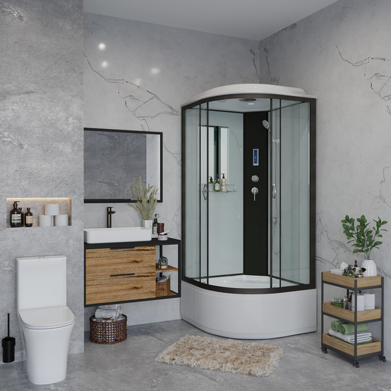 Душевая кабина Niagara 80x80 см 67071414P, чёрный/прозрачное - 3 Душевая кабина Niagara 80x80 см 67071414P, чёрный/прозрачное фото 3