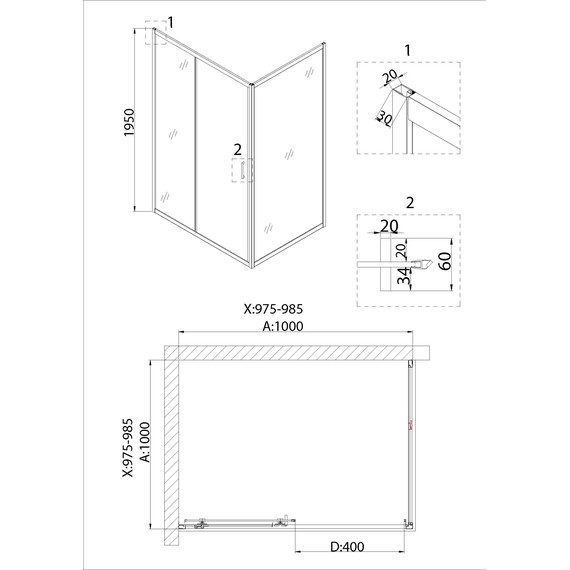 Душевое ограждение Niagara Nova 100x100 см NG-62-10A-A100, хром/прозрачное - 5 Душевое ограждение Niagara Nova 100x100 см NG-62-10A-A100, хром/прозрачное фото 5