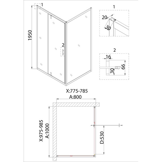 Душевое ограждение Niagara Nova 100x80 см NG-63-10A-A80, хром/прозрачное фото 5