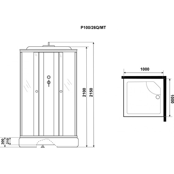 Душевая кабина Niagara 100x100 см P100/26Q/MT, белый/матовое фото 12