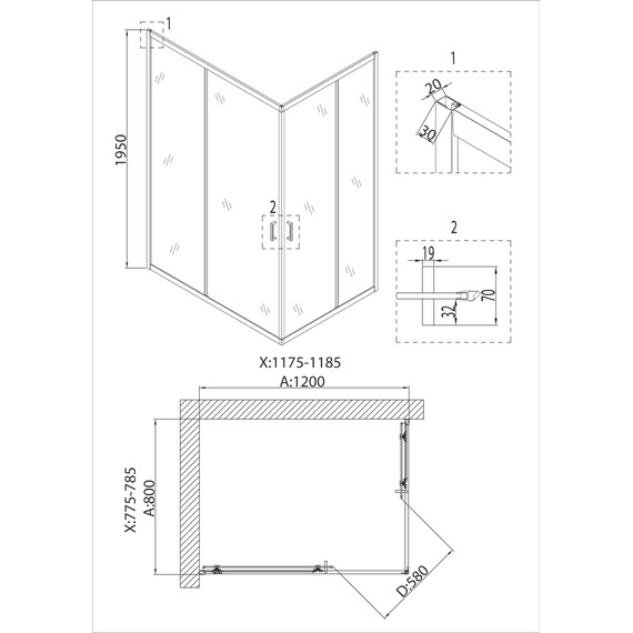Душевое ограждение Niagara Nova 120x80 см 661008111, хром/прозрачное фото 6