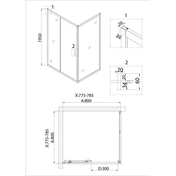 Душевое ограждение Niagara Nova 80x80 см NG-62-8A-A80, хром/прозрачное - 5 Душевое ограждение Niagara Nova 80x80 см NG-62-8A-A80, хром/прозрачное фото 5