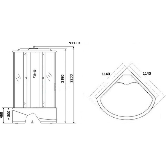 Гидробокс Niagara 115x115 см 9110134, хром/тонированное фото 3