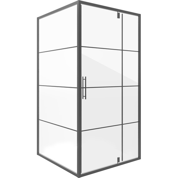 Душевое ограждение Niagara Nova 80x80 см NG-0280-08ВLACK, профиль чёрный, стекло прозрачное фото 2