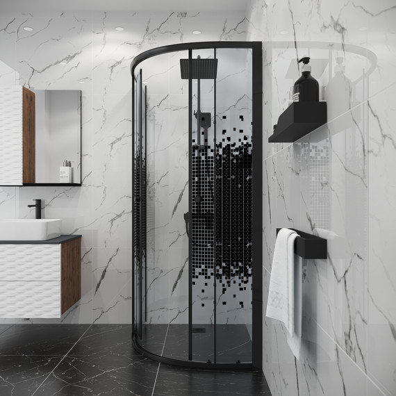 Душевое ограждение Niagara Eco 80x80 см NG-1003-14BLACK, чёрный матовый/мозаика фото 4