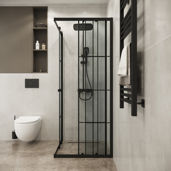 Душевое ограждение Niagara Eco 80x80 см NG-1008-14QKL, чёрный матовый/прозрачное фото 4