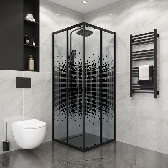 Душевое ограждение Niagara Eco 90x90 см NG-1009-14QBLACK, чёрный матовый/матовое фото 