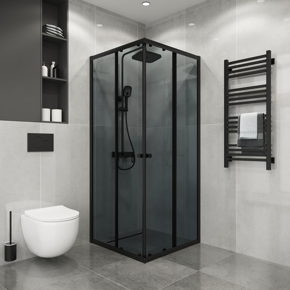 Душевое ограждение Niagara Eco 90x90 см NG-1009-14QT, чёрный матовый/тонированное фото 