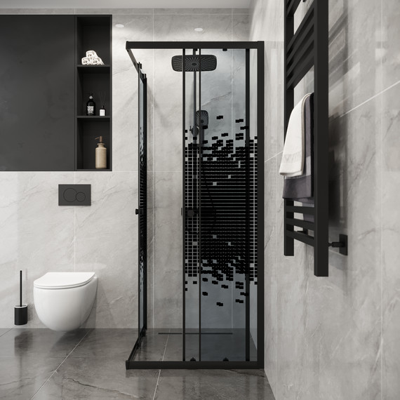 Душевое ограждение Niagara Eco 100x100 см NG-1010-14QBLACK, чёрный матовый/мозаика фото 4