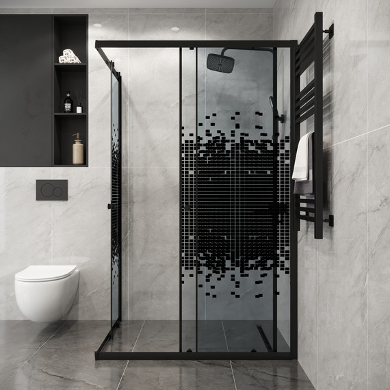 Душевое ограждение Niagara Eco 115x80 см NG-1012-14QBLACK, чёрный матовый/мозаика - 4 Душевое ограждение Niagara Eco 115x80 см NG-1012-14QBLACK, чёрный матовый/мозаика фото 4