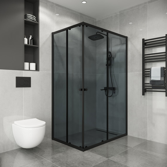 Душевое ограждение Niagara Eco 100x80 см NG-1018-14QT, чёрный матовый/тонированное фото 