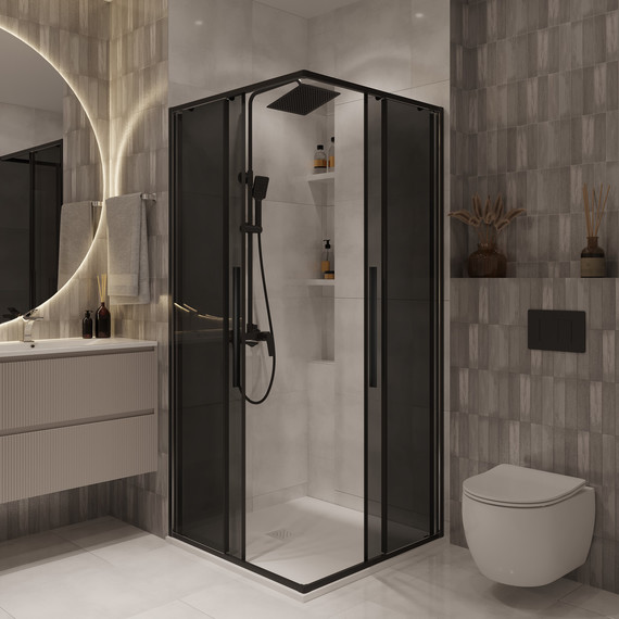Душевое ограждение Niagara Nova 90x90 см NG-2823-34BLACK, чёрный матовый/тонированное фото 
