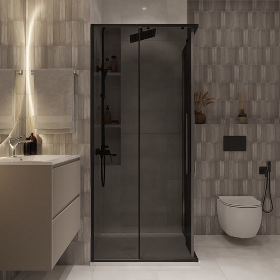 Душевое ограждение Niagara Nova 100x100 см NG-2824-34BLACK, чёрный матовый/тонированное фото 4