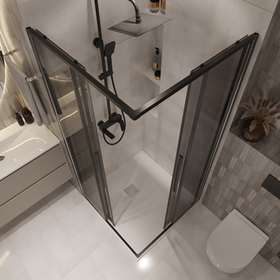 Душевое ограждение Niagara Nova 80x80 см NG-2822-34BLACK, чёрный матовый/тонированное фото 5