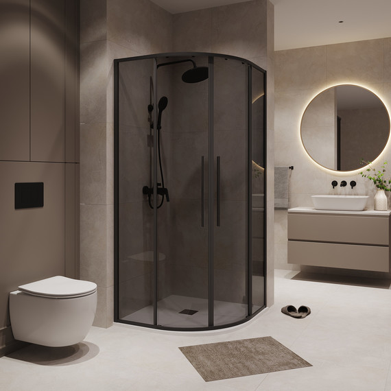 Душевое ограждение Niagara Nova 90x90 см NG-2826-34BLACK, чёрный матовый/тонированное фото 3