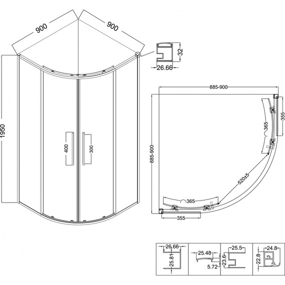 Душевое ограждение Niagara Nova 90x90 см NG-3626-34, хром/шиншилла фото 10