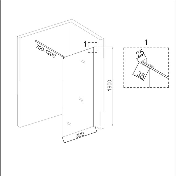 Душевая перегородка Niagara Eco 90 см NG-551-90BLACK, чёрный матовый/прозрачное фото 5