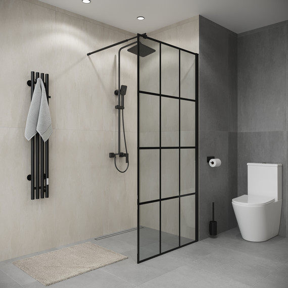 Душевая перегородка Niagara Eco 90 см NG-552-90BLACK, чёрный матовый/прозрачное фото 