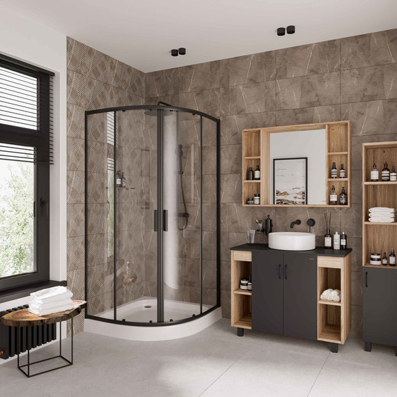 Душевое ограждение Niagara Nova 80x80 см 68860811BLACK, чёрный/прозрачное фото 
