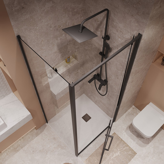 Душевое ограждение Niagara Nova 90x80 см NG-85-9AB-A80B-34, чёрный матовый/прозрачное - 5 Душевое ограждение Niagara Nova 90x80 см NG-85-9AB-A80B-34, чёрный матовый/прозрачное фото 5