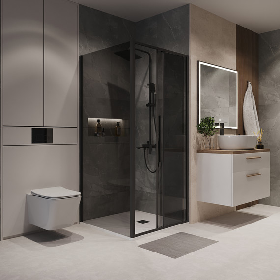 Душевое ограждение Niagara Nova 110x80 см NG-85-11TB-TB80-34, чёрный матовый/тонированное - 3 Душевое ограждение Niagara Nova 110x80 см NG-85-11TB-TB80-34, чёрный матовый/тонированное фото 3