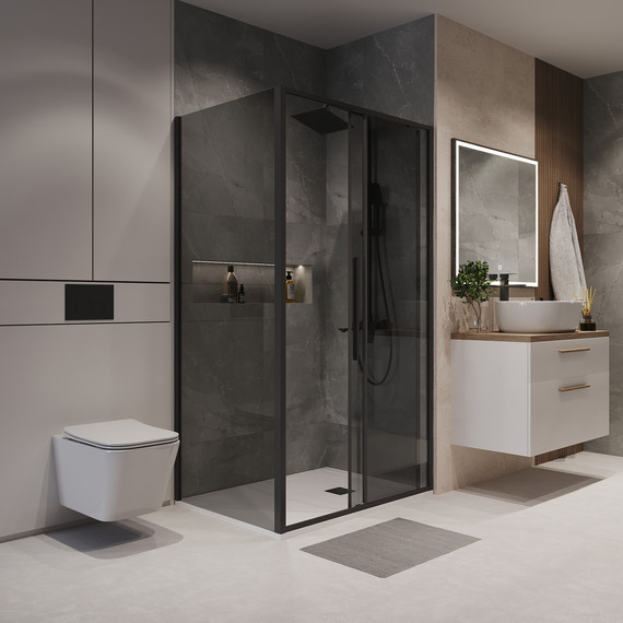 Душевое ограждение Niagara Nova 130x80 см NG-85-13TB-TB80-34, чёрный матовый/тонированное - 3 Душевое ограждение Niagara Nova 130x80 см NG-85-13TB-TB80-34, чёрный матовый/тонированное фото 3