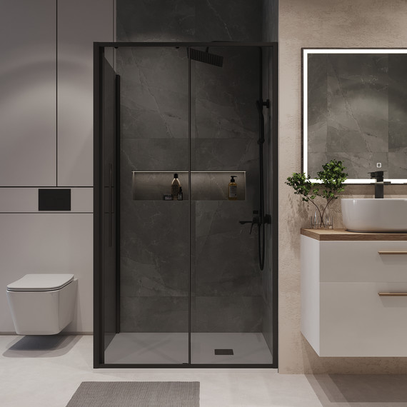 Душевое ограждение Niagara Nova 140x80 см NG-85-14TB-TB80-34, чёрный матовый/тонированное - 4 Душевое ограждение Niagara Nova 140x80 см NG-85-14TB-TB80-34, чёрный матовый/тонированное фото 4