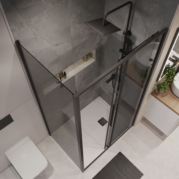 Душевое ограждение Niagara Nova 140x80 см NG-85-14TB-TB80-34, чёрный матовый/тонированное - 5 Душевое ограждение Niagara Nova 140x80 см NG-85-14TB-TB80-34, чёрный матовый/тонированное фото 5