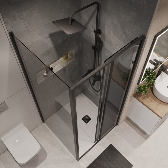 Душевое ограждение Niagara Nova 110x80 см NG-85-11TB-TB80-34, чёрный матовый/тонированное - 5 Душевое ограждение Niagara Nova 110x80 см NG-85-11TB-TB80-34, чёрный матовый/тонированное фото 5