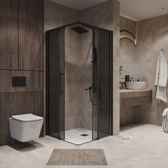 Душевое ограждение Niagara Nova 90x90 см NG-2829-34BLACK, чёрный матовый/тонированное фото 3
