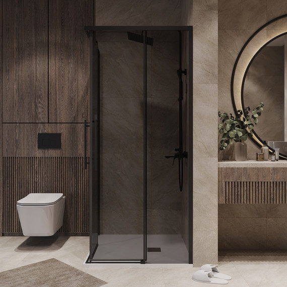 Душевое ограждение Niagara Nova 90x90 см NG-2829-34BLACK, чёрный матовый/тонированное фото 4