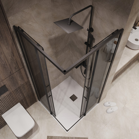 Душевое ограждение Niagara Nova 90x90 см NG-2829-34BLACK, чёрный матовый/тонированное фото 5