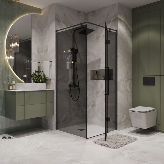 Душевое ограждение Niagara Nova 100x100 см NG-2832-34BLACK, чёрный матовый/тонированное фото 3