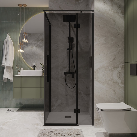 Душевое ограждение Niagara Nova 100x100 см NG-2832-34BLACK, чёрный матовый/тонированное фото 4