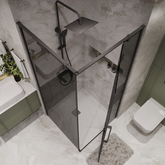 Душевое ограждение Niagara Nova 100x100 см NG-2832-34BLACK, чёрный матовый/тонированное фото 5